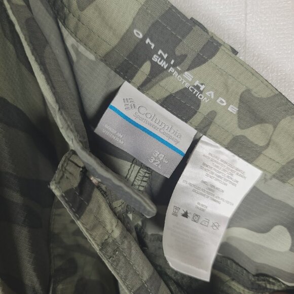 Columbia Men's Green Camouflage Omni-Shade Stealth Cargo Pant Size 36X30 - Picture 9 of 10